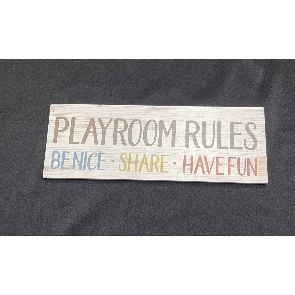 Playroom Rules Decor Sign, Be Nice Share Have Fun By P. Graham Dunn Amish Made